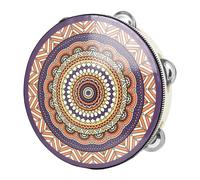 HUAJINGKEJI Tambor de percusión de mano con mango ergonómico de 20,32 cm, pandereta redonda de una sola fila