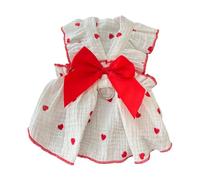 HUAJINGKEJI Vestido de perro para perros pequeños a grandes para primavera, ropa básica de corazón, vestido transpirable de poliéster con patrón de corazón de princesa