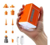 HUAJUN Inflador Eléctrico, 3000mAh Mini Portátil Bomba con Luces LED para Camping y Ventilador, Recargable por USB, Inflador y Desinflador con 10 Boquillas para Hinchable,Colchones Inflables,Camping