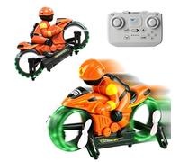 HUAJUN Motocicleta de acrobacia teledirigida 2,4 G, 2 en 1, avión no tripulado y aéreo, giro de 360°, vuelo flotante automático, modo sin cabeza, iluminación LED, función de carga USB