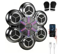 HUAJUN Music Boxing Machine, LED Máquina de Boxeo Electrónica con Guantes De Boxeos, 3 Modos de Entrenamiento, Soporta Bluetooth, Conteo Inteligente, Boxeo Pared Musical para Niños y Adultos