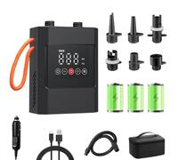 HUAJUN SUP Bomba eléctrica inflable, 12000 mAh, recargable, portátil, inflado/desinflado con 6 boquillas y cable de carga para encendedor de cigarrillos, kayaks, colchones