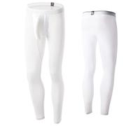 Huakunda Calzoncillos largos para hombre, leggings para correr, transpirables, calzoncillos funcionales, mallas de doble bolsa, ropa interior de elefante, Blanco, M
