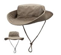 Huakunda Sombrero para el Sol Hombre Mujer Sombrero de Arbusto Outdoor UPF50+ Protección UV Sombrero Safari Sombrero Jardín Plegable Sombreros de Pesca (FR/ES, Letras, Talla única, Caqui)