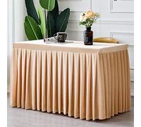 HUALEMEI Cubierta De Mesa Plisada para Fiesta Cumpleaños Mostrar Reunión Exposición, Felpa Color Sólido Simple Falda De Mesa, Mantel De Terciopelo Rectangular Crema 120x60x75cm
