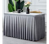 HUALEMEI Cubierta De Mesa Plisada para Fiesta Cumpleaños Mostrar Reunión Exposición Mesa Rectangular,Felpa Color Sólido Simple Falda De Mesa,Mantel De Terciopelo Rectangular Gris Claro 150x60x75cm