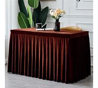 HUALEMEI Cubierta De Mesa Plisada para Fiesta Cumpleaños Mostrar Reunión Exposición Mesa Rectangular,Felpa Color Sólido Simple Falda De Mesa,Mantel De Terciopelo Rectangular Marrón 180x40x75cm
