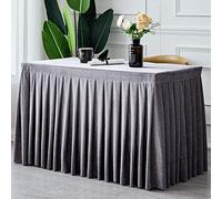 HUALEMEI Cubierta De Mesa Plisada para Fiesta Cumpleaños Mostrar Reunión Exposición Mesa Rectangular,Felpa Color Sólido Simple Falda De Mesa,Mantel De Terciopelo Rectangular Plata 120x60x75cm