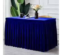 HUALEMEI Cubierta De Mesa Plisada para Fiesta Cumpleaños Mostrar Reunión Exposición Mesa Rectangular,Felpa Color Sólido Simple Falda De Mesa,Mantel De Terciopelo Rectangular Azul Real 120x60x75cm