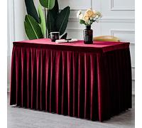 HUALEMEI Cubierta De Mesa Plisada para Fiesta Cumpleaños Mostrar Reunión Exposición Mesa Rectangular,Felpa Color Sólido Simple Falda De Mesa,Mantel De Terciopelo Rectangular Bordeaux 120x60x75cm