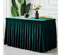 HUALEMEI Cubierta De Mesa Plisada para Fiesta Cumpleaños Mostrar Reunión Exposición Mesa Rectangular,Felpa Color Sólido Simple Falda De Mesa,Mantel De Terciopelo Rectangular Verde Oscuro 120x60x75cm