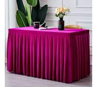 HUALEMEI Cubierta De Mesa Plisada para Fiesta Cumpleaños Mostrar Reunión Exposición Mesa Rectangular,Felpa Color Sólido Simple Falda De Mesa,Mantel De Terciopelo Rectangular Rosa Roja 120x60x75cm