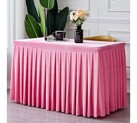 HUALEMEI Cubierta De Mesa Plisada para Fiesta Cumpleaños Mostrar Reunión Exposición Mesa Rectangular,Felpa Color Sólido Simple Falda De Mesa,Mantel De Terciopelo Rectangular Rosa 120x60x75cm