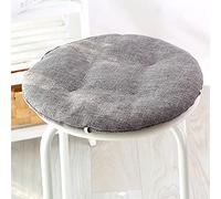 HUALEMEI Redondo Lino Cojín De Silla,Simple Taburete Estudiante Delgada Cojín De Asiento Comidas Cojines para Sillas con Correas para Patio Muebles Garden Home-Gris Oscuro Diameter:32cm(13inch)
