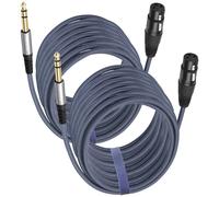 HUALEU Cable de micrófono TRS macho a XLR hembra de 3 pines, 6,35 mm TRS a XLR hembra, cable equilibrado de un cuarto de pulgada para micrófono mezclador, altavoces activos, paquete de 2
