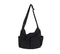 HUALEYNA Bolso bandolera de lona para mujer, bolso bandolera grande para viaje, con múltiples bolsillos, Negro -