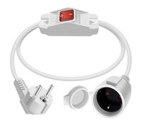 HuaLiSiJi 1.5m Cable Schuko con Interruptor 16A 250V Alargador Schuko con Interruptor H05VV-F 3x1.0mm² Schuko Cable Contacto Protector IP44 para Hogar, Oficina (90 Grados Blanco, 1.5m)