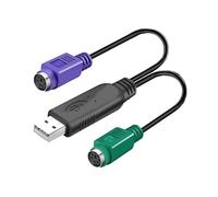 HuaLiSiJi Adaptador PS2 a USB, Adaptador de Teclado y Ratón, Cable PS2 a USB, Chip Integrado Sin Necesidad de Conectar y Usar (Black)