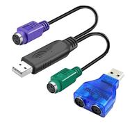 HuaLiSiJi Adaptador PS2 a USB, Adaptador de Teclado y Ratón, Cable PS2 a USB, Chip Integrado Sin Necesidad de Conectar y Usar