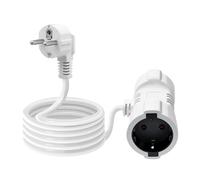 HuaLiSiJi Alargador Cable Doble Cable Enchufe Doble 16A 250V 50Hz Alargador Enchufe Angulo 90 Grados Schuko 3x1mm², para Uso Doméstico o de Oficina (Blanco, 0.5m)