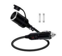 HuaLiSiJi Alargador Enchufe Mechero Coche 12V 24V Alargador Cable Mechero 16AWG 2x1.0mm² Cable Extension Mechero Coche a LED, para Coche, Motocicleta, Barco (0.5 m)