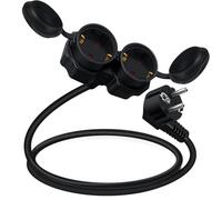 HuaLiSiJi Alargador Schuko Doble Hembra Ángulo 90 Grados Impermeable 1.5m para Hogar, Oficina, Interior o Exterior