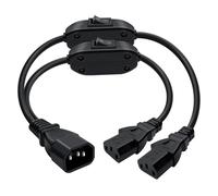 HuaLiSiJi C14 C13 Cable Splitter con Interruptor 10A/250V C14 C13 Cable Extension Alimentacion para Electrodomésticos, Televisores, Computadoras (35cm)