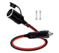 HuaLiSiJi Cable Alargadera Mechero Coche 12V 24V Alargador Conector Mechero 14AWG 15A/20A Cable Extension Mechero Coche con LED, para Coche, Motocicleta, Barco (1m)
