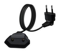 HuaLiSiJi Cable Alargador Europeo 2,5A 250V Alargador Enchufe Europeo 90° Cable Extension Corto Europeo, para Electrodomésticos, Enchufes de Carga, Televisores, Computadoras, Lámparas (Negro, 2m)