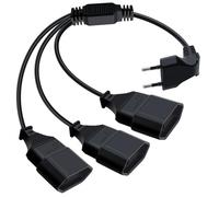 HuaLiSiJi Cable Alargador Europeo 2.5A 250V Cable de Extensión, 3 en 1 Tipo C Euro, Alargador Enchufe Euro 90° Cable para Electrodomésticos, Computadoras, Televisores, Lámparas (Negro, 0.5 m)