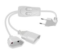 HuaLiSiJi Cable Alargador Europeo 2 en 1 con Interruptor Cable Alimentación Europeo 2,5A 250V Cable Alargador Enchufe Europeo, para Electrodomésticos, Televisores, Computadoras, Lámparas (Blanco 1.5m)
