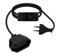 HuaLiSiJi Cable Alargador Europeo con Interruptor 2,5A 250V Cable Extension Europeo con Interruptor 2x0.75 mm², para Electrodomésticos, Televisores, Computadoras, Lámparas (Negro, 3m)
