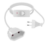 HuaLiSiJi Cable Alargador Europeo con Interruptor 2,5A 250V Cable Extension Europeo con Interruptor 2x0.75 mm², para Electrodomésticos, Televisores, Computadoras, Lámparas (Blanco, 1.5m)