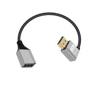 HuaLiSiJi Cable Alargador HDMI 4K 60Hz Cable HDMI 90 Grados Macho Hembra Nailon Trenzado Conector Dorado de 24K, Alta Velocidad 18 Gbps Cable UHD (Curvado hacia Izquierda, 0.2 m)