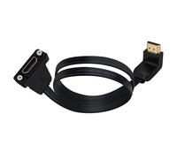 HuaLiSiJi Cable Alargador HDMI con Instalación de Panel 4K 60Hz Cable HDMI 90 Grados Macho Hembra para Reproductores Blu Ray, Tlevisores de Alta Definición, Xbox 360 (Curvado Hacia Arriba, 0.5 m)
