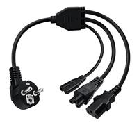 HuaLiSiJi Cable Alimentacion Codo 16A/250V Cable Alimentacion C13+C5+C7 IEC Splitter para Ordenador, Monitor, Impresora, UPS, Lámpara (0.5m)