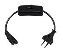 HuaLiSiJi Cable de Alimentación Europeo C7 con Interruptor 2.5A 250V Cable Euro IEC C7 2x0.75mm² para PS4, PS5, Televisores, Computadoras Portátiles, Monitores e Impresoras (Negro, 1 m)
