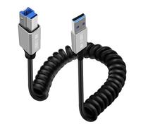 HuaLiSiJi Cable Espiral USB B 3.0 Supervelocidad 5Gbps Cable USB 3.0 A Macho a B Macho, Cable Impresora para Escáneres, Discos Duros Externos, Impresoras Multifuncionales, etc (Tipo A, 0.8 m)