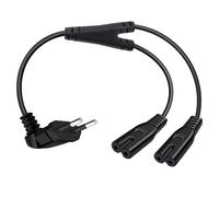 HuaLiSiJi Cable Euro C7 Y Splitter 2.5A 250V Cable de Alimentación Tipo C Euro Conector en el Zócalo C7 para PS4, PS5, Televisores, Computadoras Portátiles, Monitores e Impresoras (Negro, 1 m)