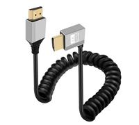 HuaLiSiJi Cable HDMI Espiral 4K 60Hz Cable HDMI 90 Grados 10.2Gbps Conector Dorado de 24K Cable UHD para Reproductores Blu Ray, TV, PS4 (Curvado hacia Izquierda, 1.8 m)