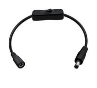 HuaLiSiJi Cable Interruptor DC 12V 24V 22AWG Cable de Extensión 2.1mm x 5.5mm Plug DC Macho a Hembra, para Cintas led, Cámaras DVR, CCTV (Negro, 0.3m)