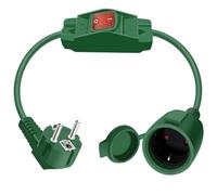 HuaLiSiJi Cable Schuko con Interruptor 16A 250V Alargador H05VV-F 3x1.0mm² Contacto Protector IP44 para Hogar, Oficina (90 Grados Verde, 0.5m)