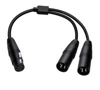 HuaLiSiJi Cable XLR Y Splitter 1 XLR Hembra a 2 Macho Cable de Micrófono para Micrófono, Consola de Sonido, Amplificador de Potencia, Altavoz (Negro, 0.5 m)