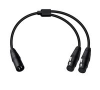 HuaLiSiJi Cable XLR Y Splitter 1 XLR Macho 2 Hembra Cable de Micrófono para Micrófono, Consola de Sonido, Amplificador de Potencia, Altavoz (Negro, 0.5 m)