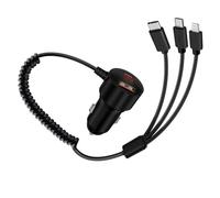 HuaLiSiJi Cargador Coche Carga Rapida con Cable 230W PD 3.0 Cable USB C Carga Rápida 3 en 1 Espiral Cable Tipo C Universal para Teléfonos Móviles, Tabletas, Auriculares, Relojes (1 m)