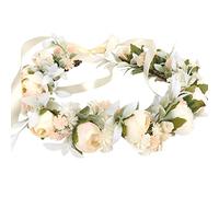 HuaLiSiJi Corona Flores Rosa Coronas de Flores, Bellamente Elaborado, Ajustable Individualmente con Una Correa, Disponible para Adultos y Niños (Rosa)