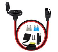 HuaLiSiJi Enchufe SAE con Panel de Instalación 12V 24V Puerto de Pared Lateral Conector SAE 25A 12AWG Cable SAE Moto Macho Hembra con Fusible para Motocicletas, Automóviles, Energía Solar (0.6m)