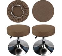 HuaLiSiJi Funda Taburete Redondo 30-40cm Tela Lujosa, Elasticidad Queda Suave y Cómodo Lavable a Prueba de Polvo y Duradero (Deep Khaki, 2)