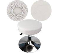 HuaLiSiJi Funda Taburete Redondo 30-40cm Tela Lujosa, Elasticidad Queda Suave y Cómodo Lavable a Prueba de Polvo y Duradero (1Pcs Blanco)