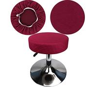 HuaLiSiJi Funda Taburete Redondo 30-40cm Tela Lujosa, Elasticidad Queda Suave y Cómodo Lavable a Prueba de Polvo y Duradero (1Pcs Burdeos)